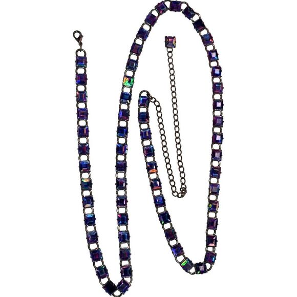 Rare Quality 40” Long Purple Iridescent Link Necklace or Belt Vintage 90s Style - Picture 3 of 9